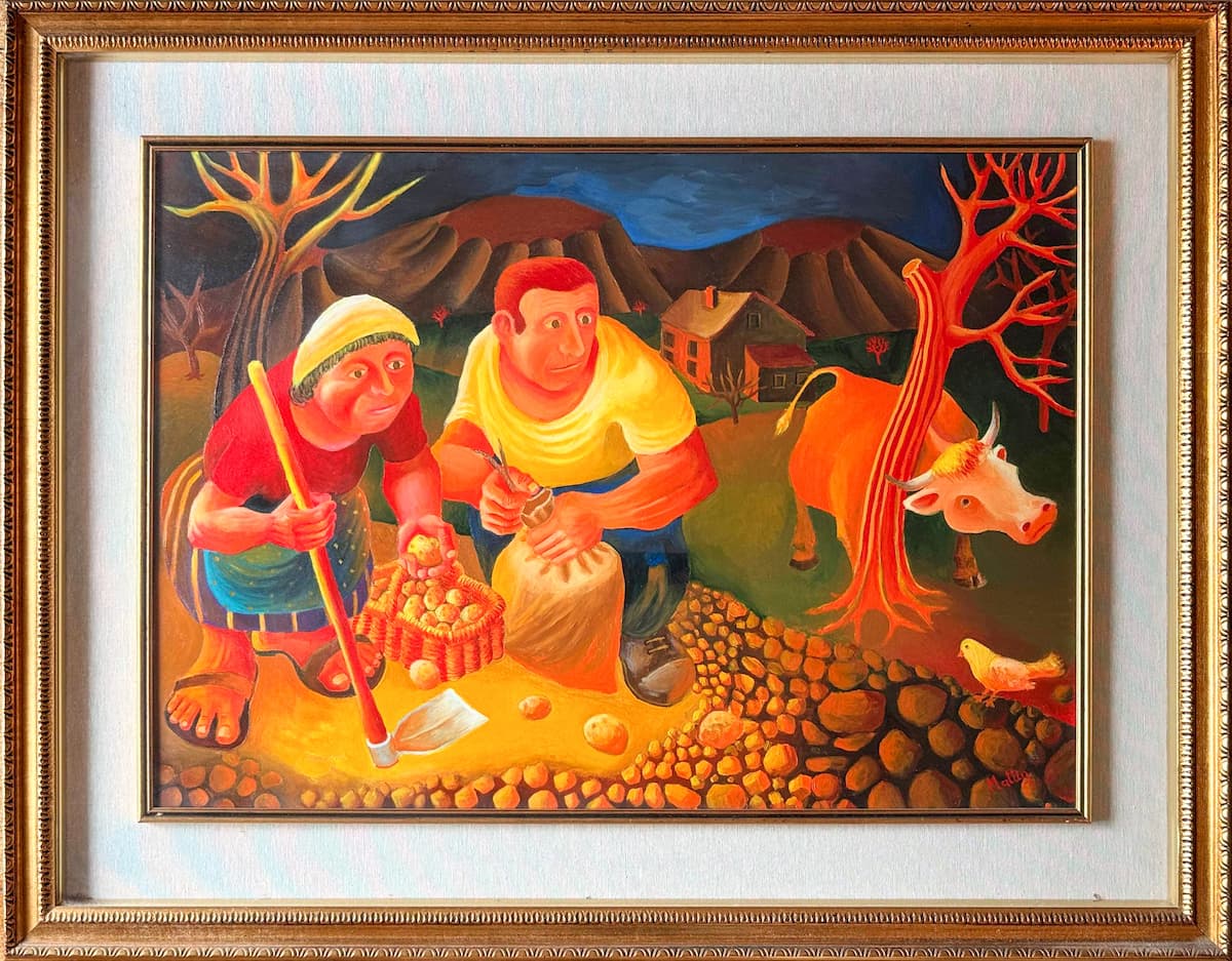 Tanta fatica e poco guadagno, olio su tela 50x70 cm, Mattia Riccadonna, 2002