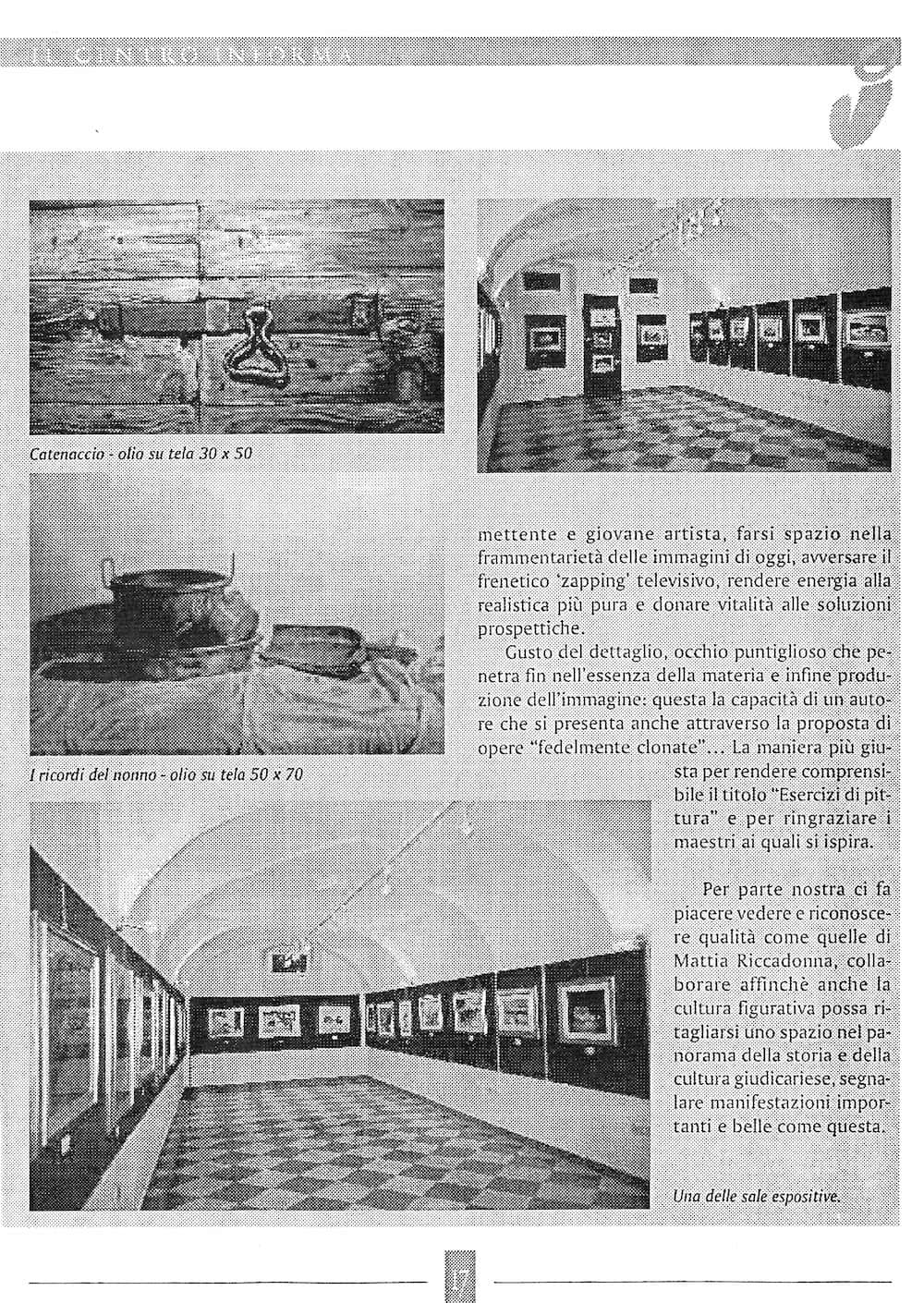 Articolo Il Centro Informa, agosto 2003 — Esercizi di pittura di Mattia Riccadonna, pagina 1